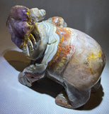 Amethyst & Crazy Lace Agate Crystal Elephant Carving