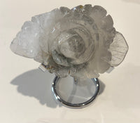 Garden Quartz Flower Rose Carving & stand 407 gm