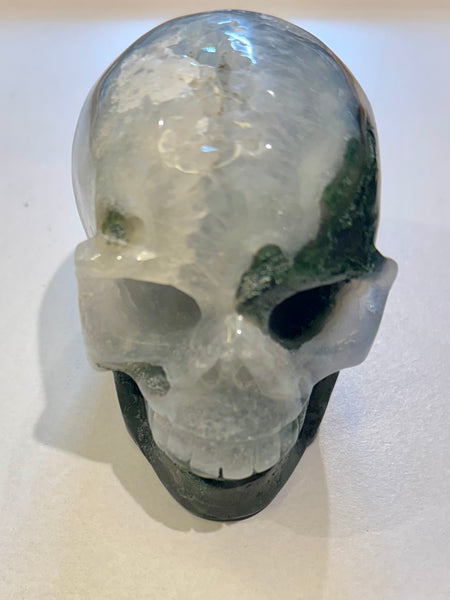 Moss Agate Skull 672 gm