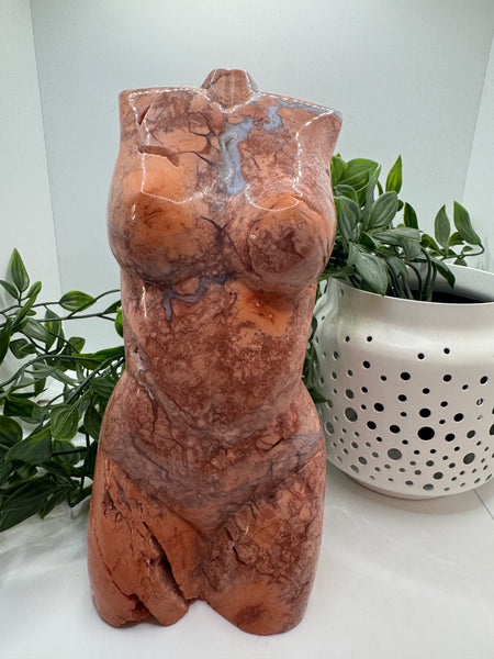 Cotton Candy (pink agate) large lady body - Crystal Carvings