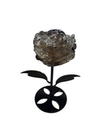 Smokey Quartz with Rainbow Inclusions Flower Carving & stand 420 gm