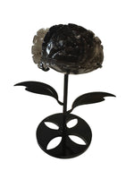 Smokey Quartz with Rainbow Inclusions Flower Carving & stand 363 gm